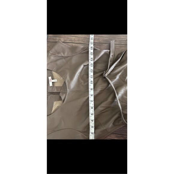 Joie Cap Sleeve Belted Kristalyn Leather Fit & Flare Mini Dress Taupe Large - Picture 10 of 11